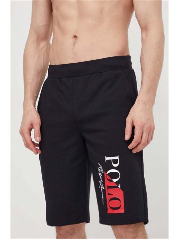 Pyžamové šortky Polo Ralph Lauren pánské černá barva s potiskem 714932513