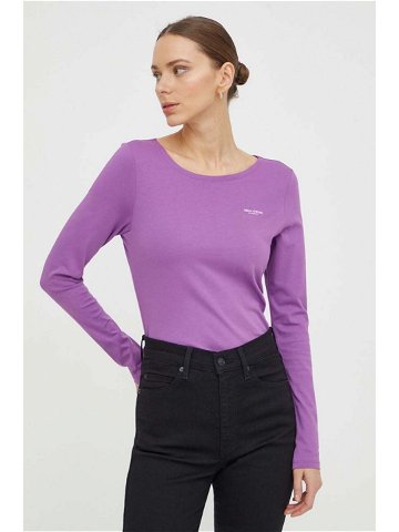 Bavlněné tričko s dlouhým rukávem Marc O Polo fialová barva