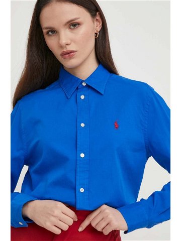 Bavlněná košile Polo Ralph Lauren tmavomodrá barva regular s klasickým límcem 211932522