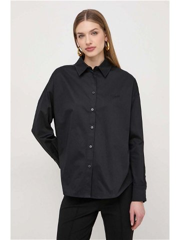 Košile Guess NICLA dámská černá barva relaxed s klasickým límcem W4RH51 WD2M1
