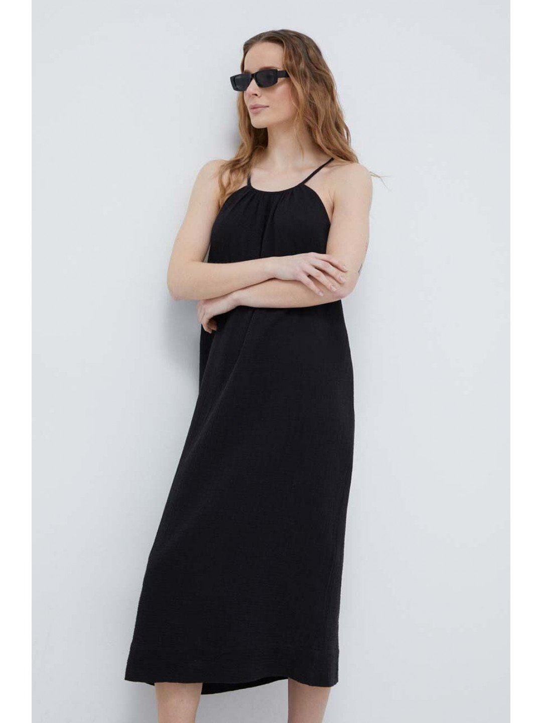 Bavlněné plážové šaty Chantelle černá barva