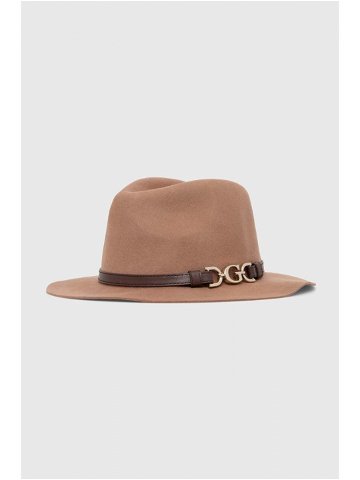 Vlněný klobouk Guess DAGAN hnědá barva vlněný AW5067 WOL01