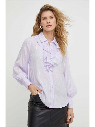 Košile Bruuns Bazaar dámská fialová barva regular s klasickým límcem