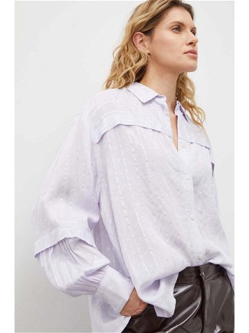 Košile Bruuns Bazaar dámská fialová barva relaxed s klasickým límcem