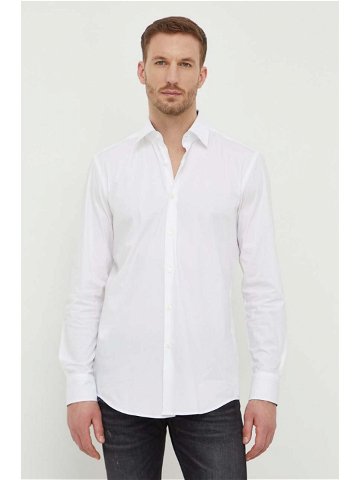 Košile BOSS pánská bílá barva slim s klasickým límcem