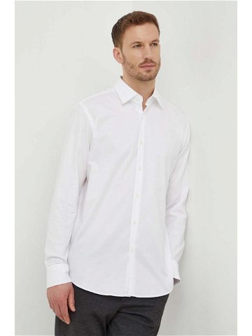 Košile BOSS pánská bílá barva regular s klasickým límcem