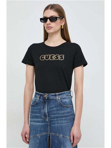 Bavlněné tričko Guess GLOSSY černá barva W4RI30 I3Z14