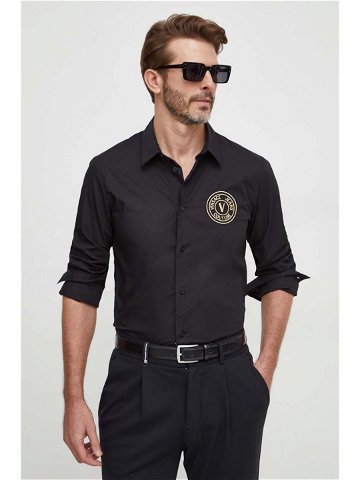 Košile Versace Jeans Couture pánská černá barva slim s klasickým límcem 76GALYS2 CN002