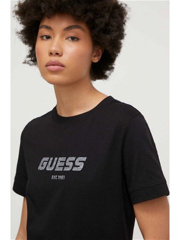 Bavlněné tričko Guess ELEANORA černá barva V4RI10 K8HM4
