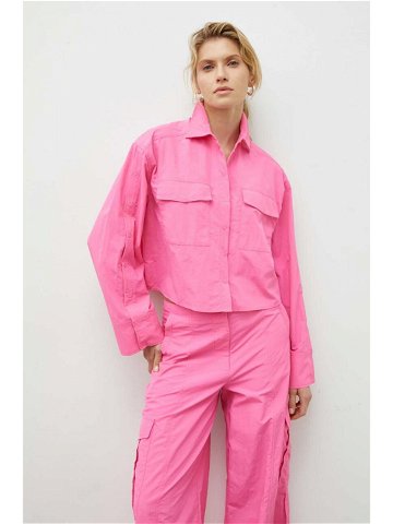 Košile 2NDDAY dámská růžová barva relaxed s klasickým límcem