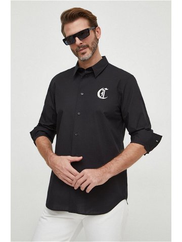 Bavlněná košile Just Cavalli černá barva regular s klasickým límcem 76OAL2S1 CN500