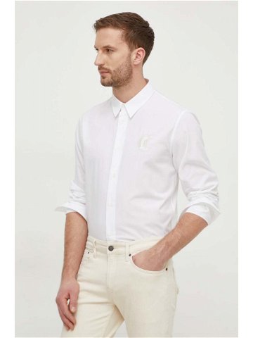 Bavlněná košile Just Cavalli bílá barva regular s klasickým límcem 76OAL2S1 CN500