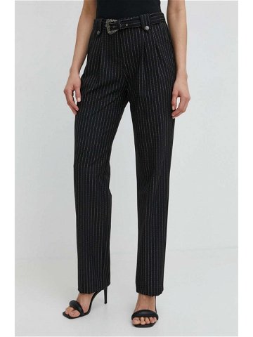 Kalhoty Versace Jeans Couture dámské černá barva jednoduché high waist 76HAA111 N0335