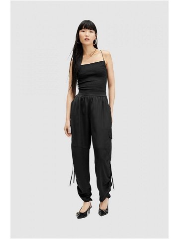 Kalhoty AllSaints dámské černá barva široké high waist