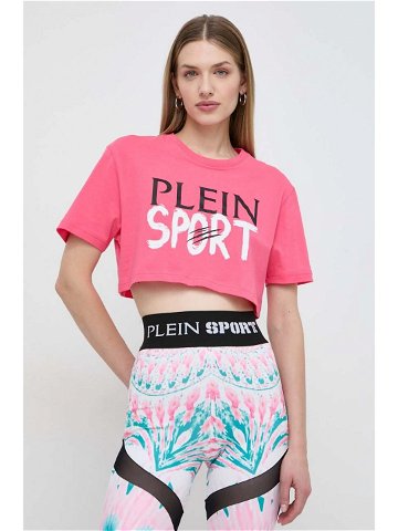Bavlněné tričko PLEIN SPORT růžová barva