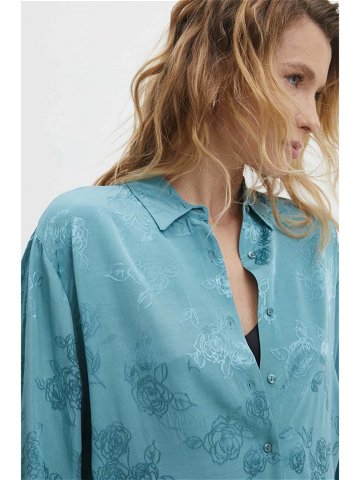 Košile Answear Lab dámská tyrkysová barva relaxed s klasickým límcem