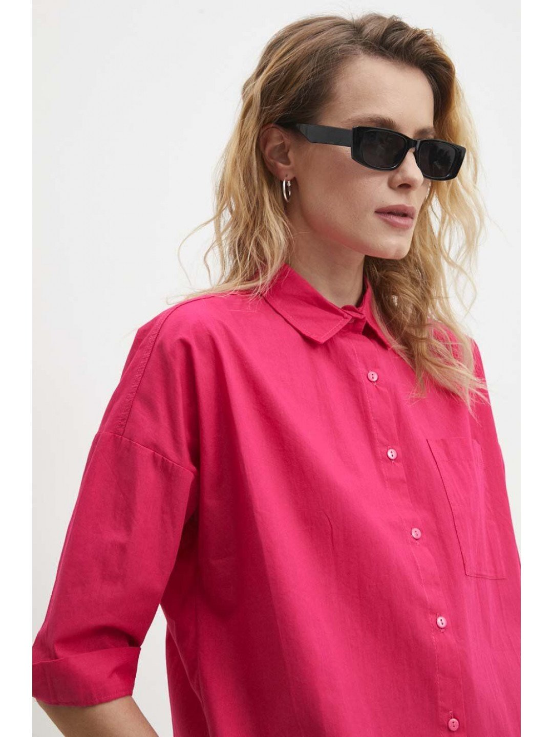 Bavlněná košile Answear Lab růžová barva relaxed s klasickým límcem