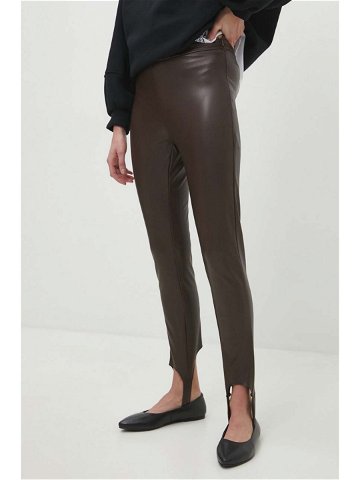 Kalhoty Answear Lab dámské hnědá barva přiléhavé high waist
