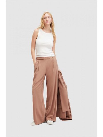 Kalhoty AllSaints ALEIDA dámské hnědá barva široké high waist