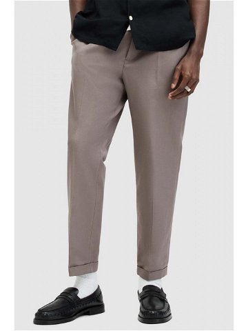 Kalhoty AllSaints TALLIS pánské béžová barva jednoduché