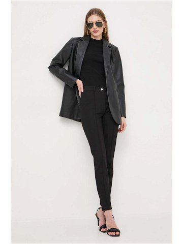 Kalhoty BOSS dámské černá barva přiléhavé high waist 50511613
