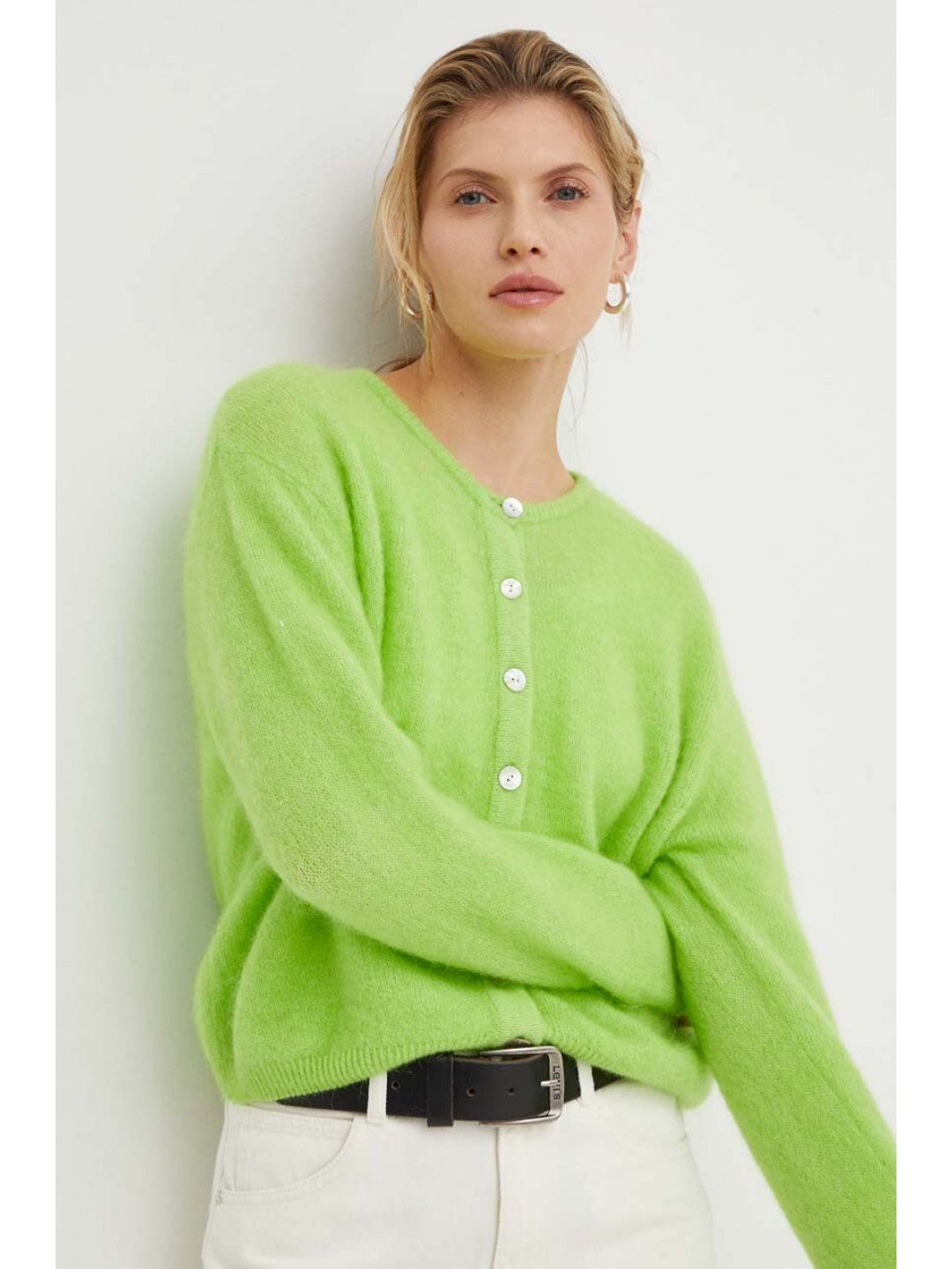 Vlněný svetr American Vintage zelená barva hřejivý