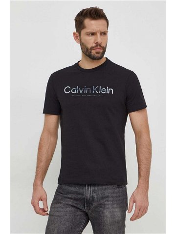 Bavlněné tričko Calvin Klein černá barva s potiskem K10K112497