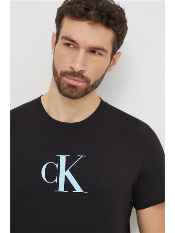 Bavlněné tričko Calvin Klein černá barva s potiskem KM0KM00971