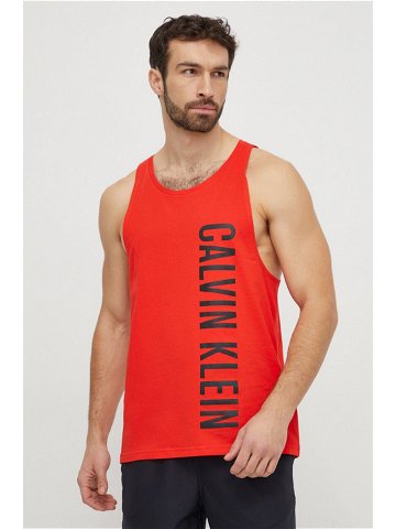 Bavlněné plážové tričko Calvin Klein červená barva KM0KM00997