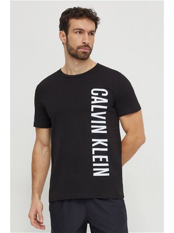 Bavlněné tričko Calvin Klein černá barva s potiskem KM0KM00998