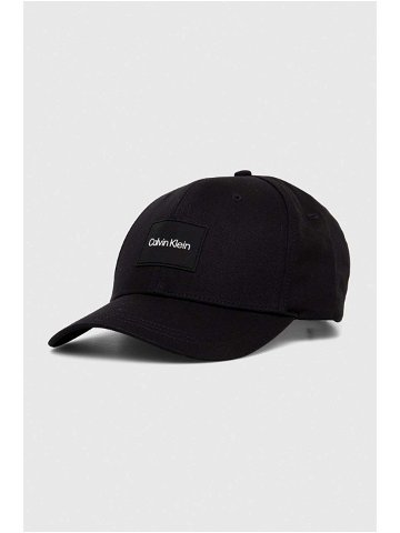 Bavlněná baseballová čepice Calvin Klein černá barva s aplikací KM0KM00983