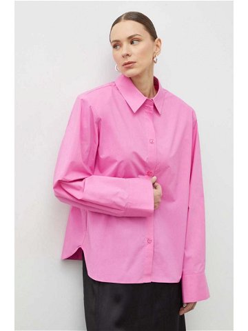 Bavlněná košile Gestuz růžová barva relaxed s klasickým límcem 10908660