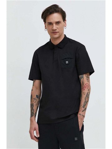 Bavlněné polo tričko HUGO černá barva