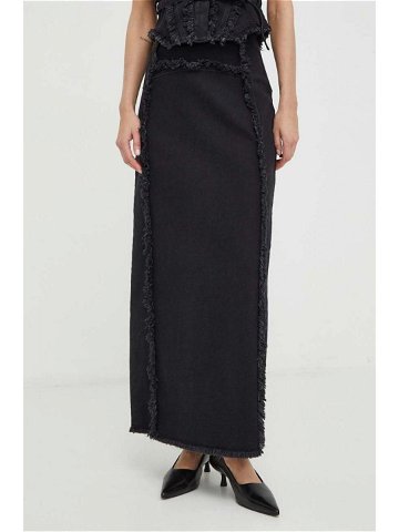Džínová sukně Gestuz černá barva maxi