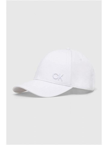 Bavlněná baseballová čepice Calvin Klein bílá barva s aplikací K60K612000