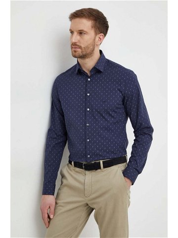 Košile Calvin Klein pánská tmavomodrá barva slim s klasickým límcem