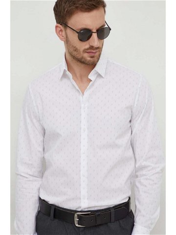 Košile Calvin Klein pánská bílá barva slim s klasickým límcem K10K112593