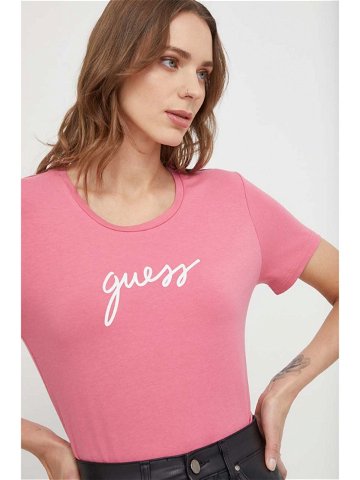 Tričko Guess CARRIE růžová barva O4RM09 KBBU1