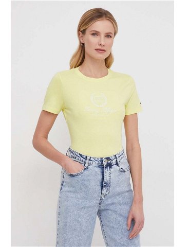 Bavlněné tričko Tommy Hilfiger žlutá barva