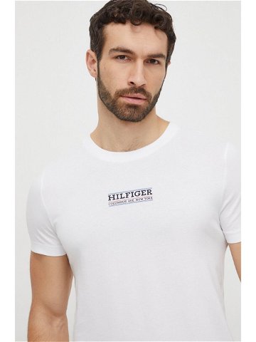 Bavlněné tričko Tommy Hilfiger bílá barva s potiskem MW0MW34387