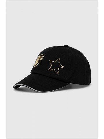 Bavlněná baseballová čepice Chiara Ferragni EYE STAR černá barva s aplikací 76SBZK13
