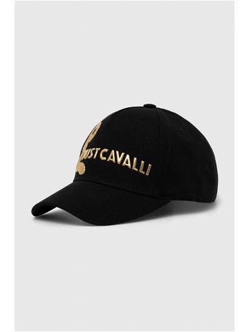 Bavlněná baseballová čepice Just Cavalli černá barva s aplikací 76QAZK5A ZG263
