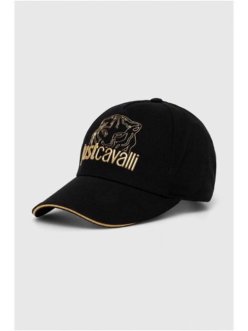 Bavlněná baseballová čepice Just Cavalli černá barva s aplikací 76QAZK50 ZG225