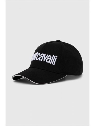 Bavlněná baseballová čepice Just Cavalli černá barva s aplikací 76QAZK30 ZG192