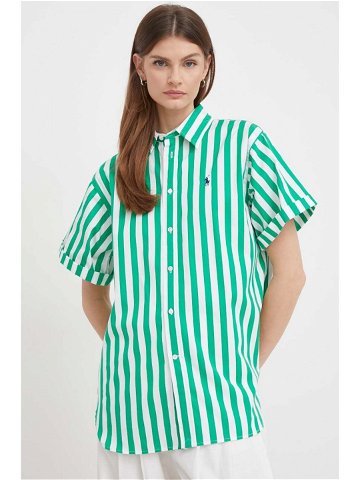 Bavlněná košile Polo Ralph Lauren zelená barva relaxed s klasickým límcem 211925085