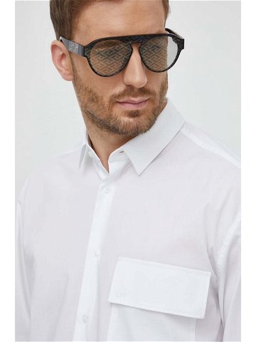 Košile Calvin Klein pánská bílá barva relaxed s klasickým límcem