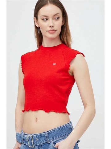 Top Tommy Jeans dámský červená barva DW0DW17884