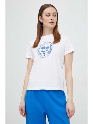 Bavlněné tričko Tommy Jeans bílá barva DW0DW17835
