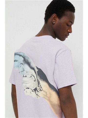 Bavlněné tričko Filling Pieces fialová barva s potiskem 74434051651