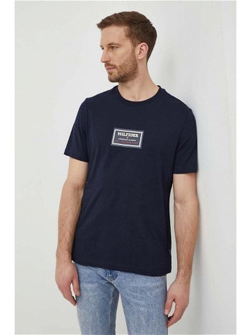 Bavlněné tričko Tommy Hilfiger tmavomodrá barva s potiskem MW0MW34391